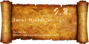 Imrei Miklós névjegykártya